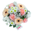 This airy, warmly coloured bouquet feels like a breath of fresh air along Poplar's peaceful canal paths. Blush-pink roses unfurl with velvety grace, their classic spirals exuding elegance and a sense of special occasion. Soft peach and ivory-toned Gerbera daisies join them, their cheerful faces brightened by bold, dark centers-a reflection of Poplar's blend of tradition and vibrancy. Scattered delicately among the blooms are fluffy white and green-centered chrysanthemums, adding playful dimension and a refreshing springtime energy. Baby's breath flows in gentle clouds across the arrangement, blurring the borders and infusing a soft focus reminiscent of sunlight falling through Poplar's garden squares. Glossy green eucalyptus and salal leaves peek out, providing depth and a grounding touch of the neighborhood's natural character. Resting subtly at the bouquet's edge, a white tag brightly scripted with 'Happy Flowers' in green and pink acts as a gentle wish for happiness. This bouquet, expertly curated and crafted for joyous gifting, perfectly suits birthdays, kind gestures, or moments that call for a pastel medley. With scents and hues that evoke calm optimism, it's available for flower delivery throughout Poplar-an everyday bit of floral artistry shaped by the hands and heart of the local community.