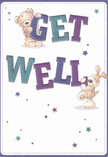 Radiating the cheerful energy that characterises Poplar's vibrant streets, this get well card delivers comfort through its endearing illustration. A teddy bear and a floppy-eared puppy joyfully interact with the large, confident 'Get Well' letters, painted in uplifting indigo and teal hues. Their gentle gazes and playful postures foster an atmosphere of reassurance, while sparkling stars scattered across the soft, creamy background evoke a sense of renewed hope. The bear's fluffy texture and the puppy's silky coat contribute a palpable warmth, reminiscent of a hand-tied bouquet from Flowers Poplar on a bright East London day. This card pairs innocence with genuine support, making it a perfect companion to a get well floral delivery across Poplar, whether to homes near St. Matthias or busy docksides, carrying with it the heartfelt intention of speedy recovery and community affection.